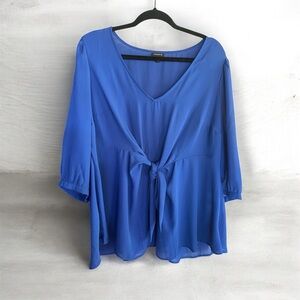 torrid cobalt blue V-neck Tie-Front Blouse